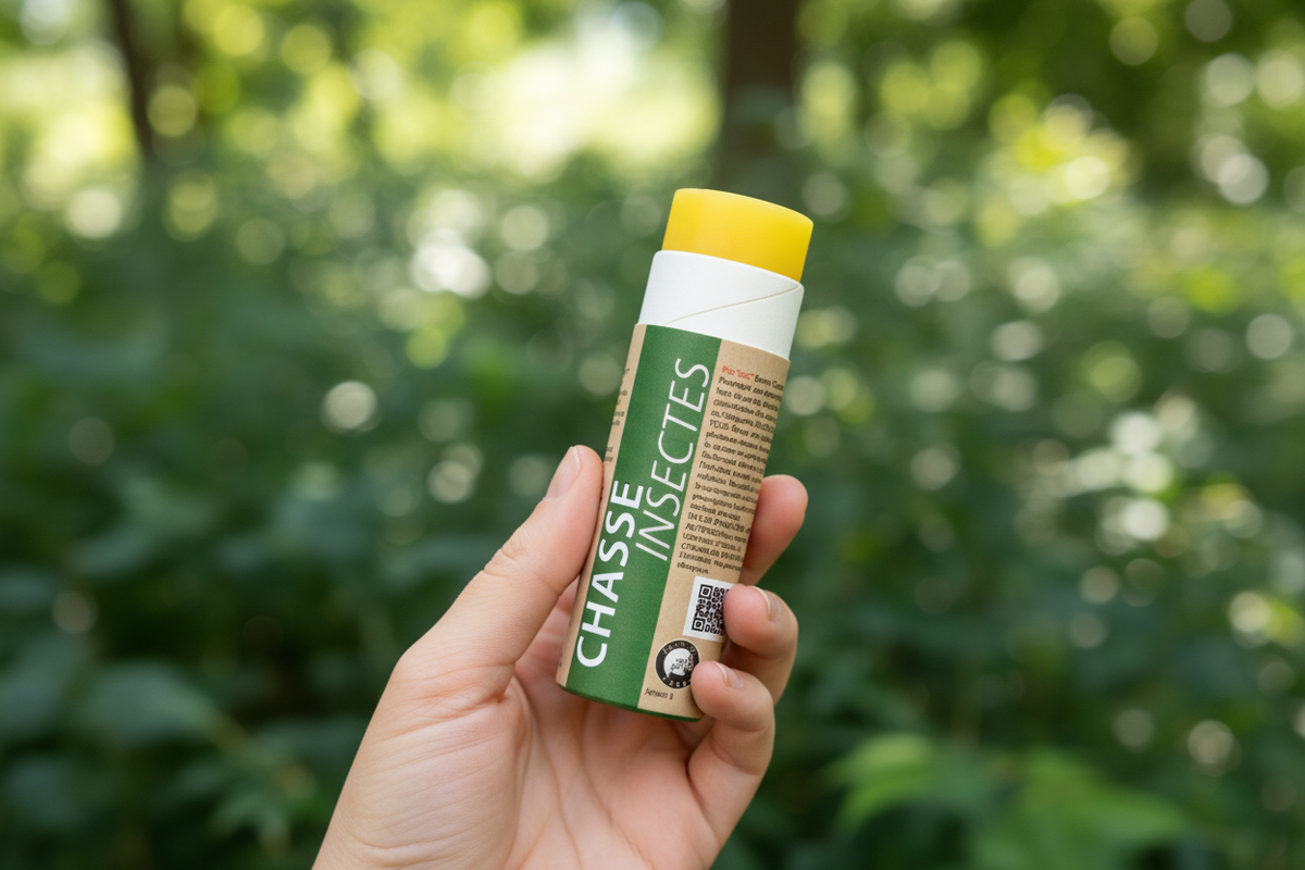 Baume anti-moustique bio Chasse Insectes tenu en main - Debuno