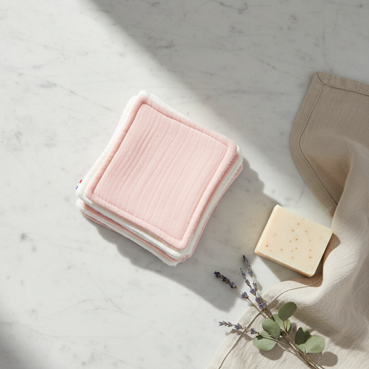 Lingettes lavables coton bio rose univers Debuno