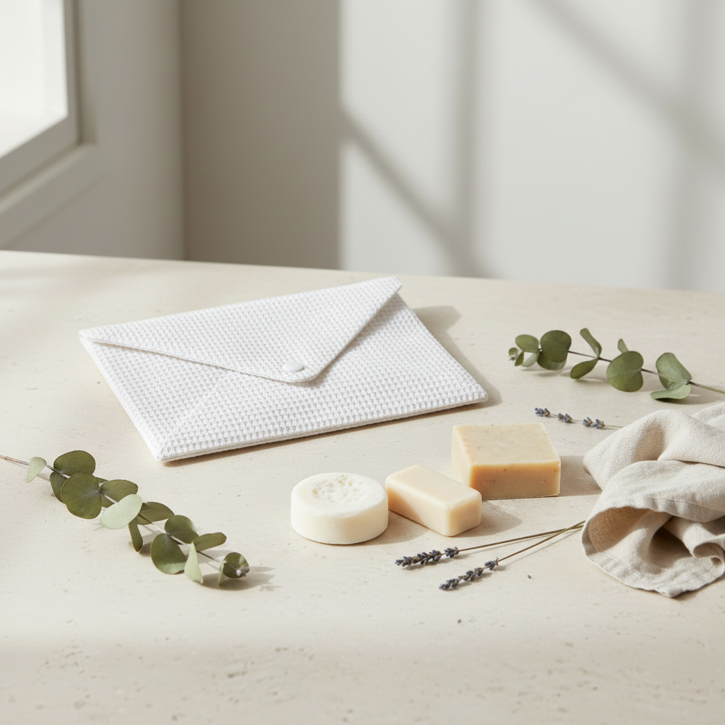 Pochette rangement coton bio nid d'abeille univers Debuno